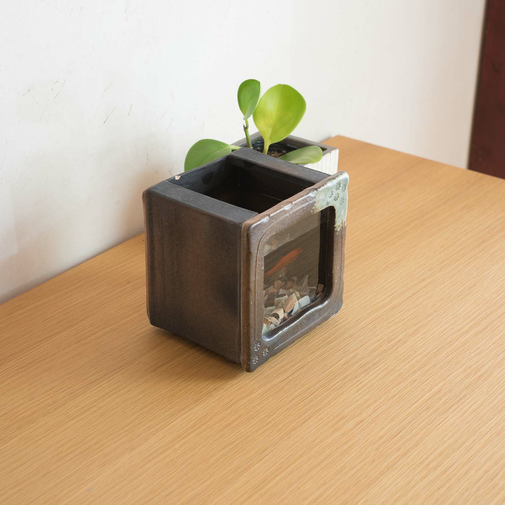 角水槽・小（すす竹茶） | 明山 オンラインショップ