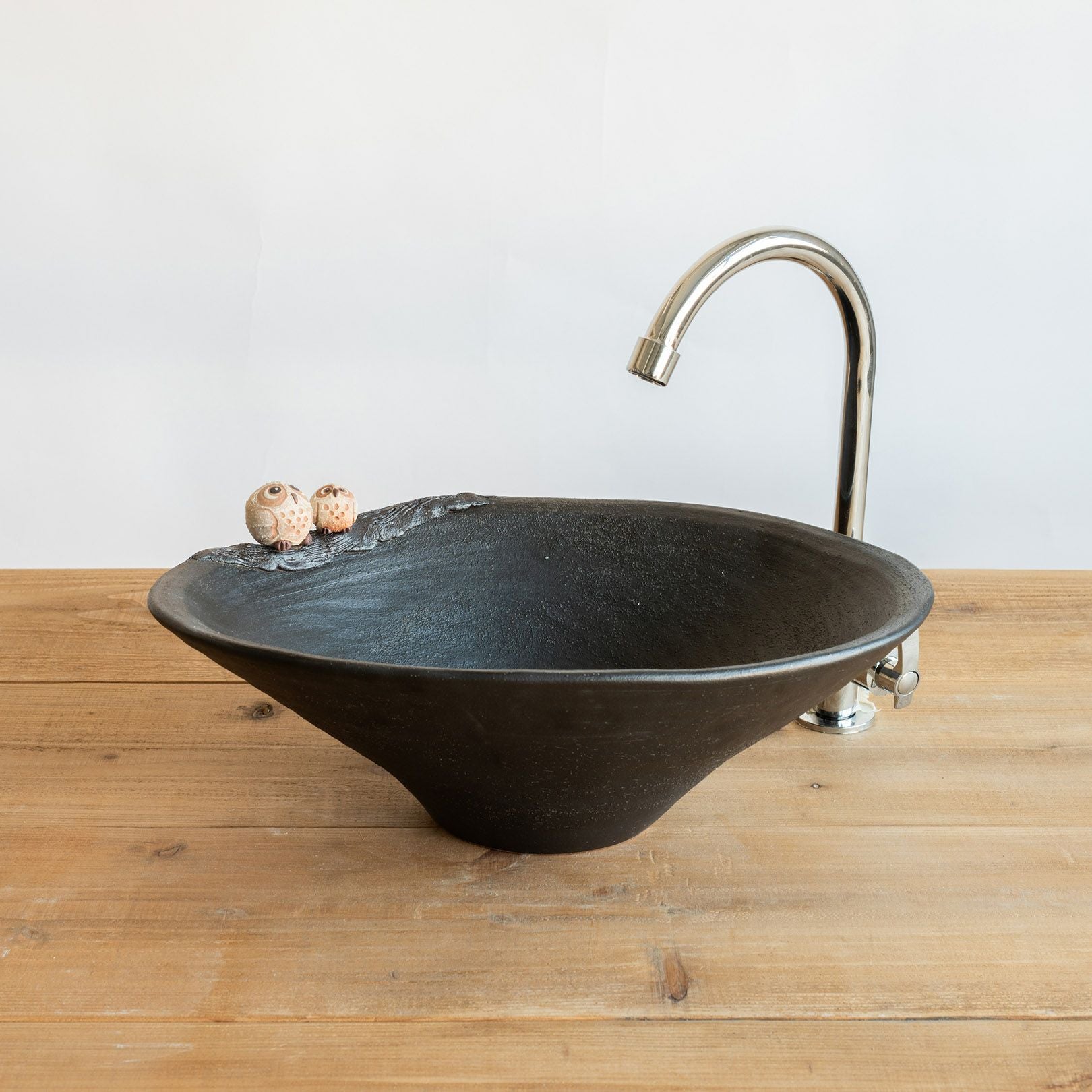 仲良しふくろう楕円手洗鉢(W40cm)【8月下旬入荷予定】 | 明山