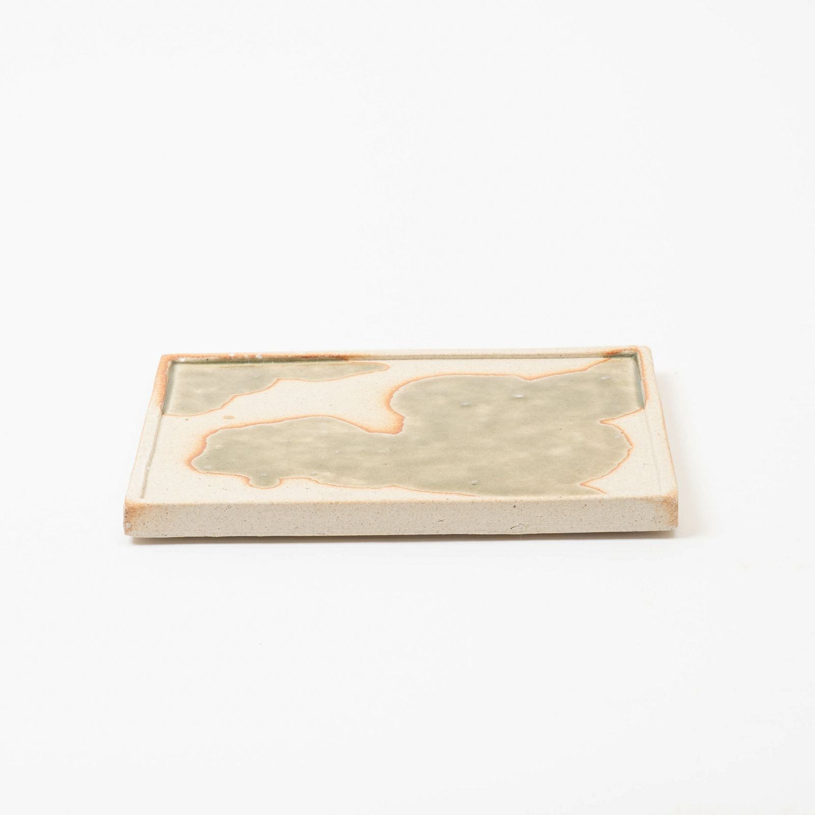 古信楽 角プレート 緑釉 M | 明山 オンラインショップ