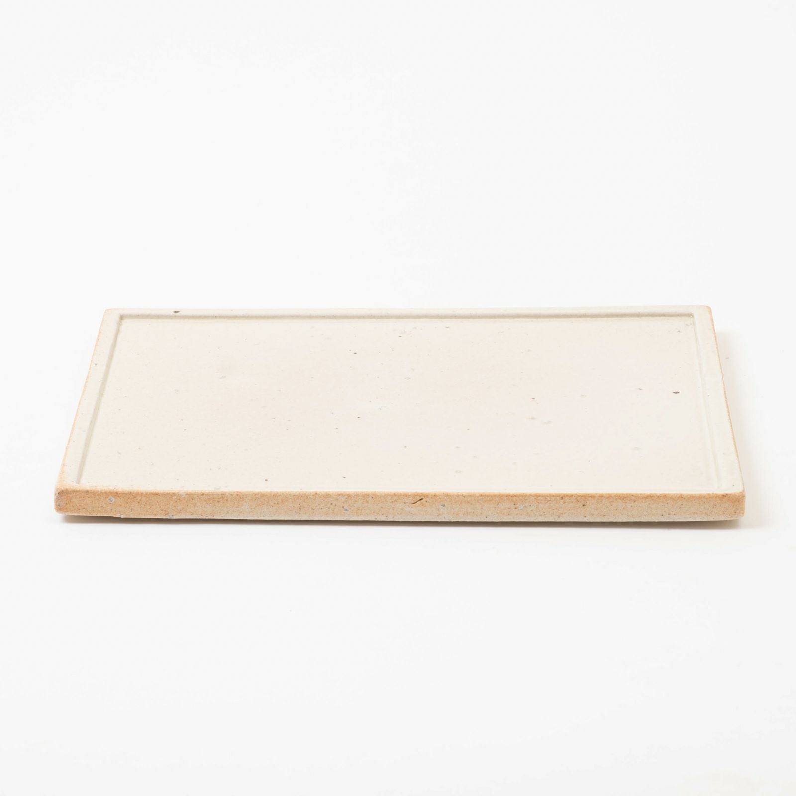 古信楽 角プレート 白釉 L | 明山 オンラインショップ