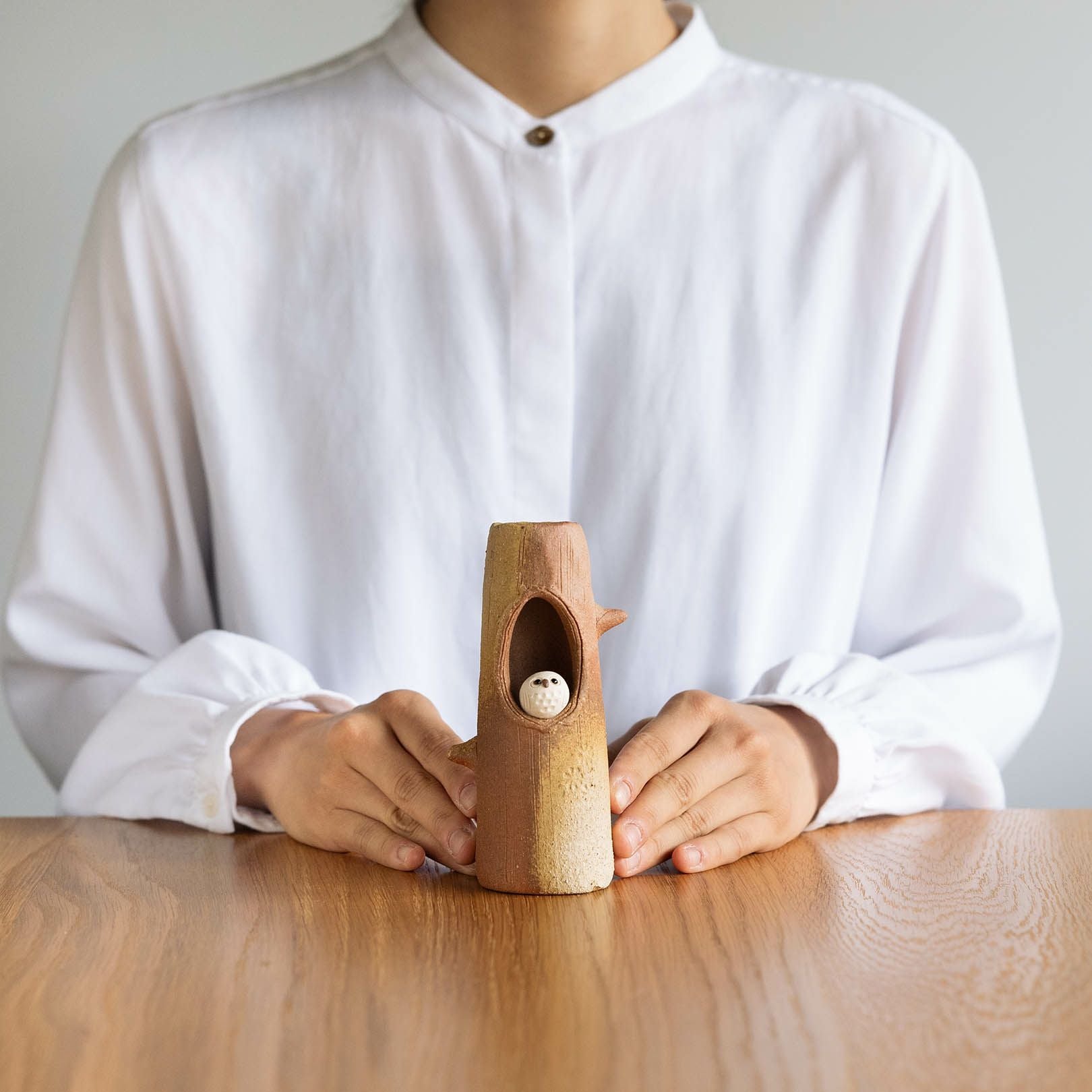 ふくろう付ミニ花入 | 明山 オンラインショップ