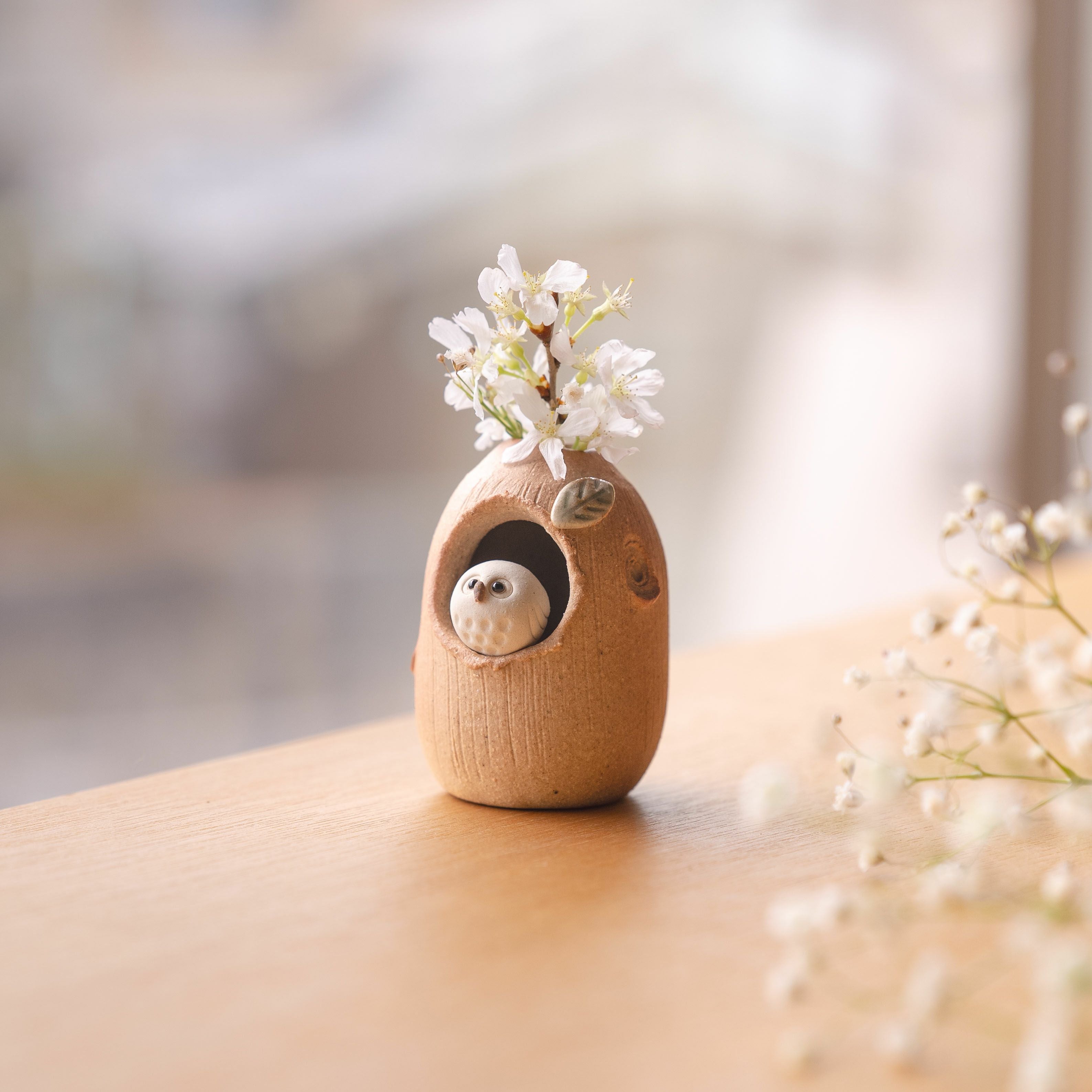 火色ふくろうミニ花入 | 明山 オンラインショップ
